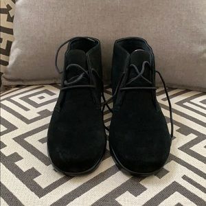 Black suede lace up bootie